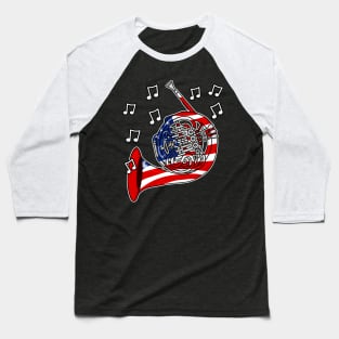 4th July French Horn USA Flag Hornist Musician Baseball T-Shirt